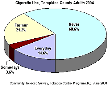Cigarette use by Tompkins County adults, 2004
