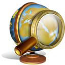 Globe with magnifier