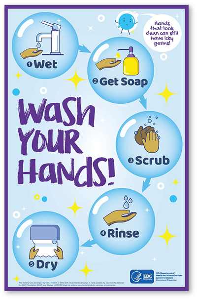 Image of a CDC Wash Your Hands poster. Credit Centers for Disease Control and Prevention