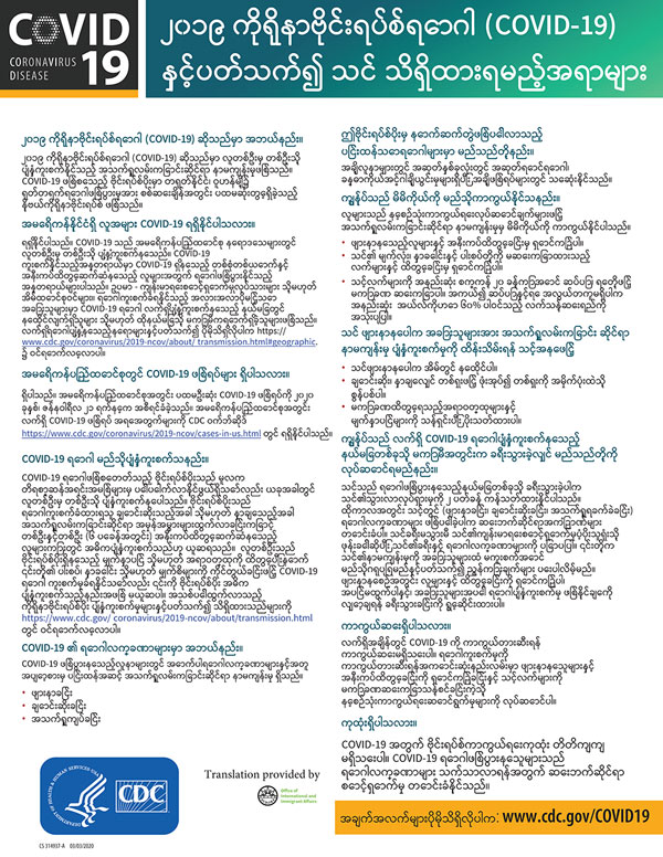 CDC Need to Know poster in Burmese