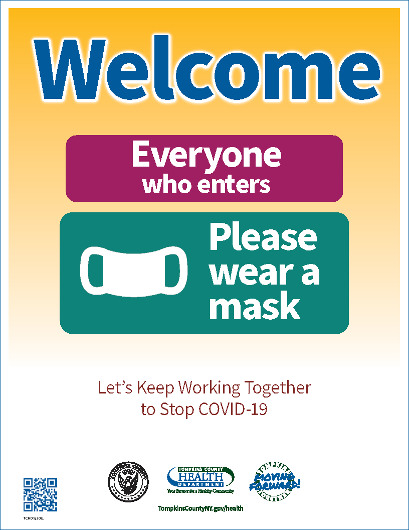 Welcome Everyone Please Wear a Mask -- image of a flyer