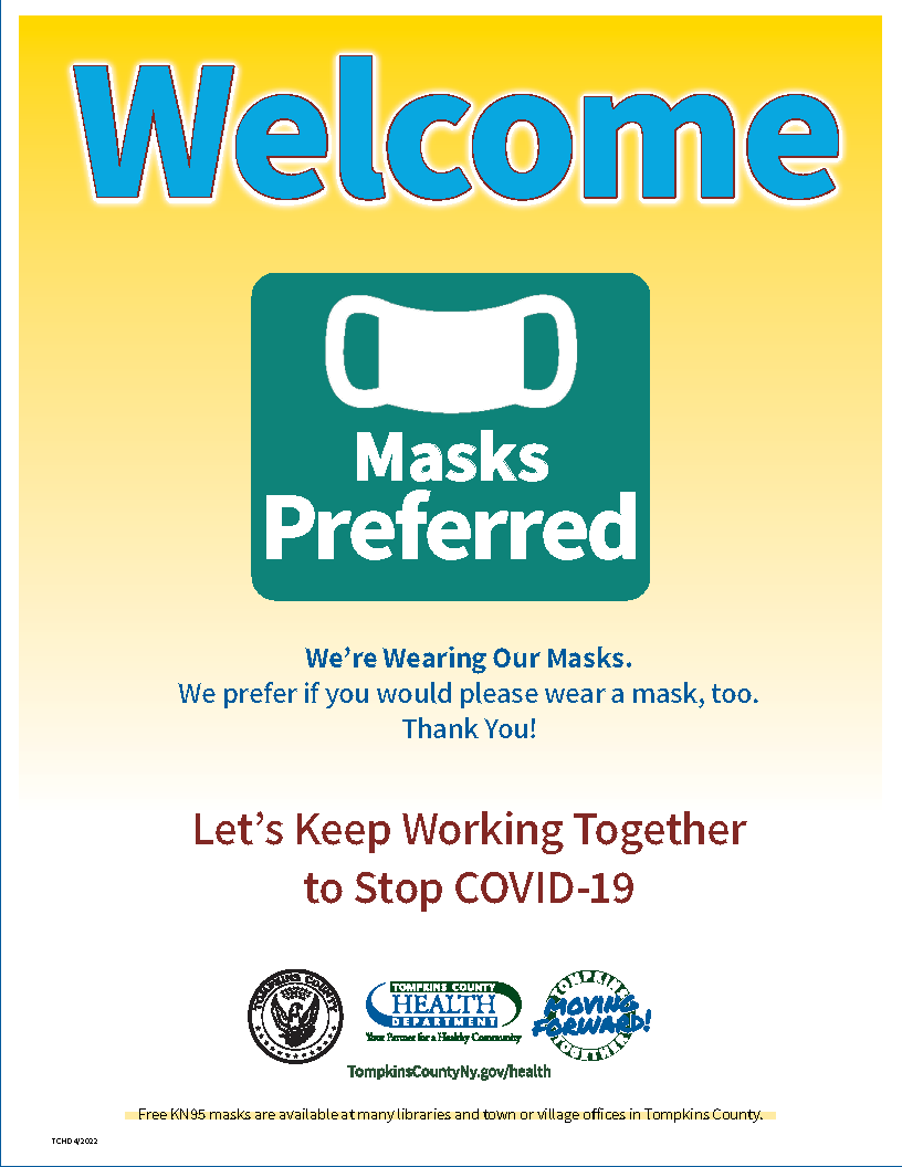 Sign image: Welcome Masks preferred (yellow)