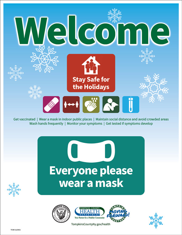 Welcome Everyone please wear a mask -- image of a poster