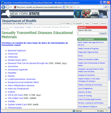 Screen shot of page from NYSDOH Web site