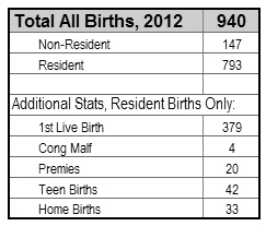 All births chart 2012